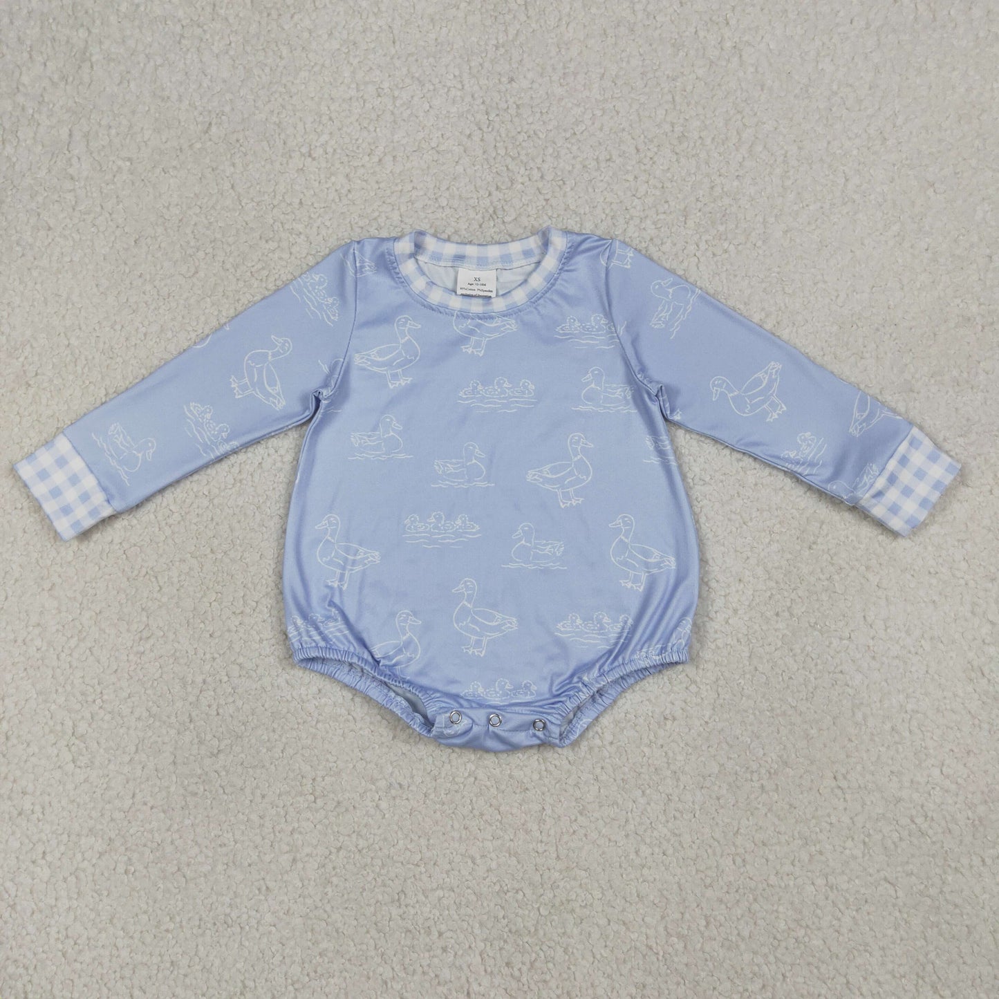 RTS Baby Boys Infant Blue Long Sleeves Ducks Bubble Romper