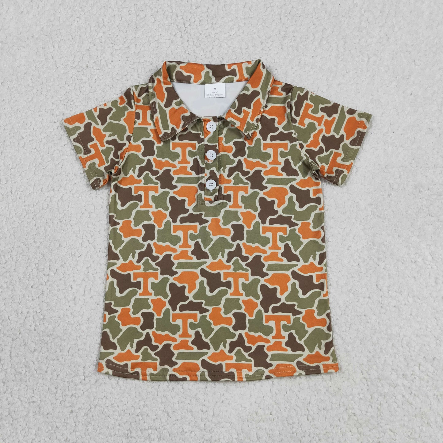 Baby Boys Kids Short Sleeves T Camo Print Team Buttons Shirt Tops