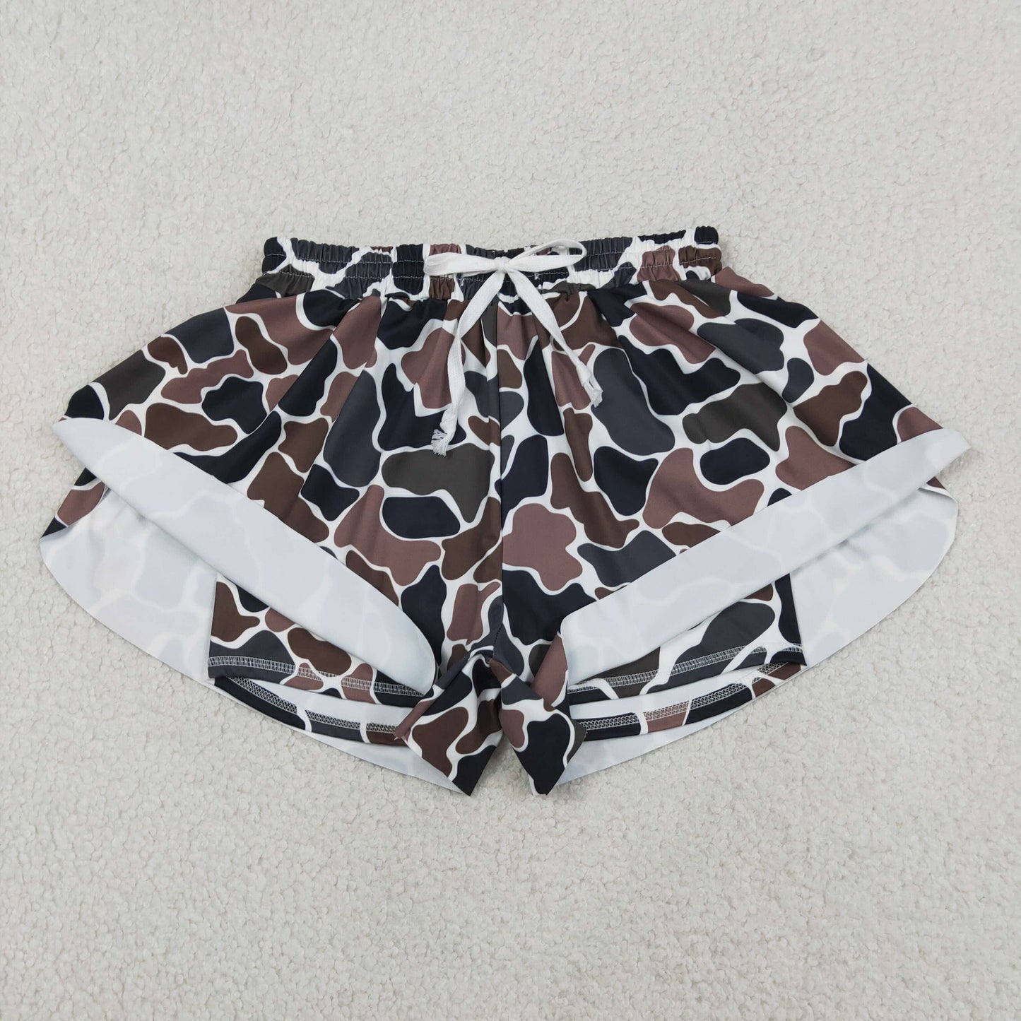 Adult Women Dark Brown Camo Yoga Southern Shorts Bottoms