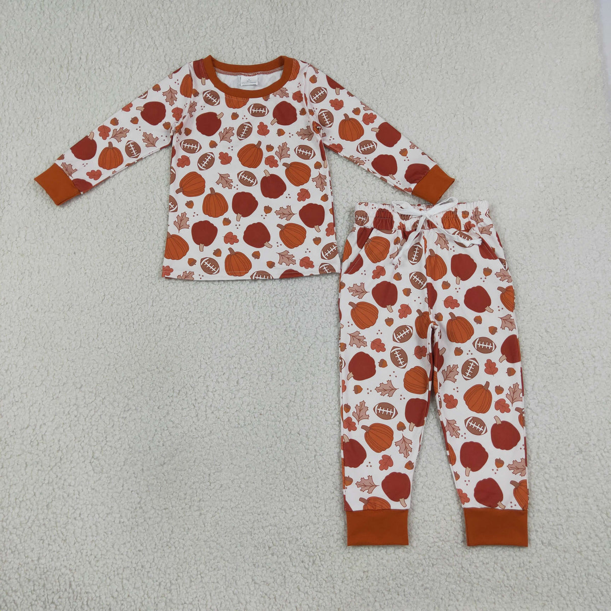 Baby Boys Kids Long Sleeves turkey Football Shirt Pockets Pants Set Fall Clothes