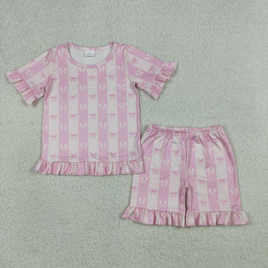Sibling Baby Girls Short Sleeves Bows Shirts Shorts Summer Clothes Sets