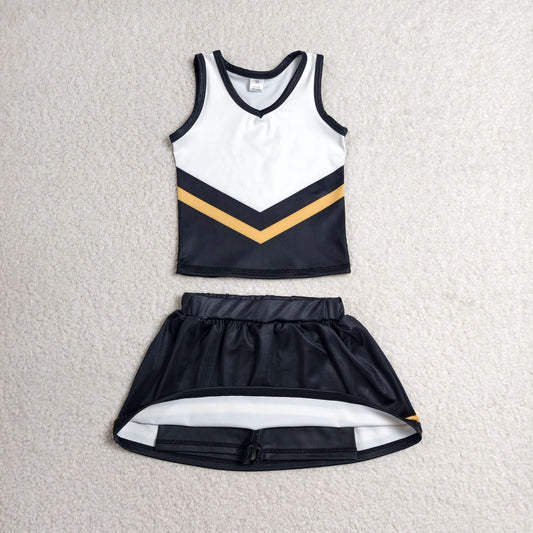 Baby Girls Kids Sleeveless Vest Black Skirt Shorts Set Yoga Active Team Clothes