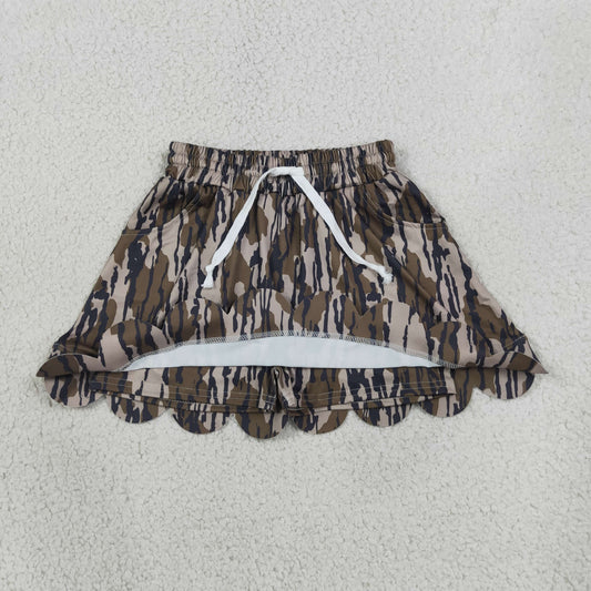 Baby Girls Kids Shorts Pockets Skirt Scallop Olive Camo Clothes