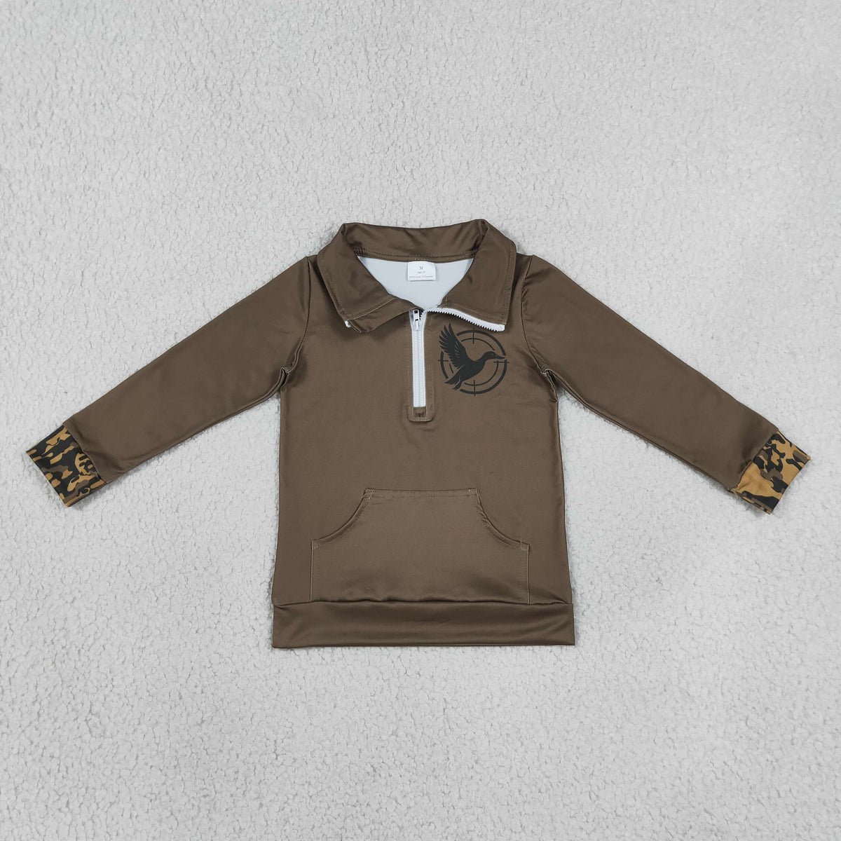 Baby Kids Long Sleeves Duck Zipper Pocket Shirt Hunting Pullover