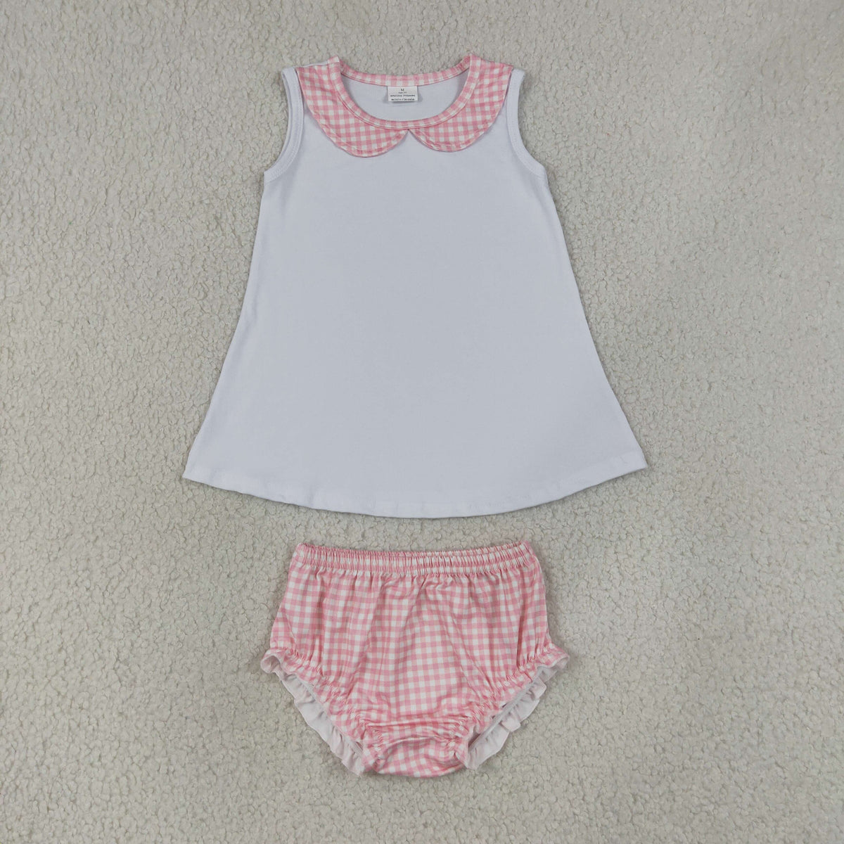 Baby Girls Kids Sleeveless Tops Red Plaid Bummie Shorts Set Clothes