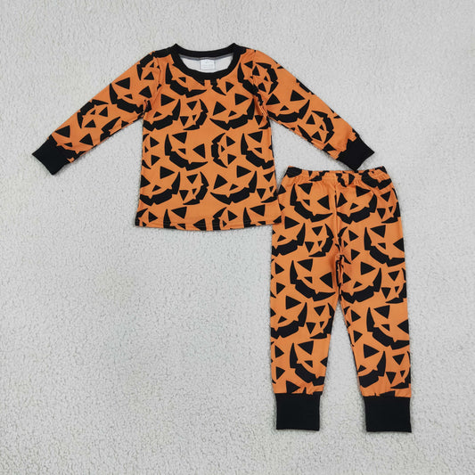 Sibling Baby Boys Kids Long Sleeves Halloween Pumpkins Romper Set Pajamas Clothes