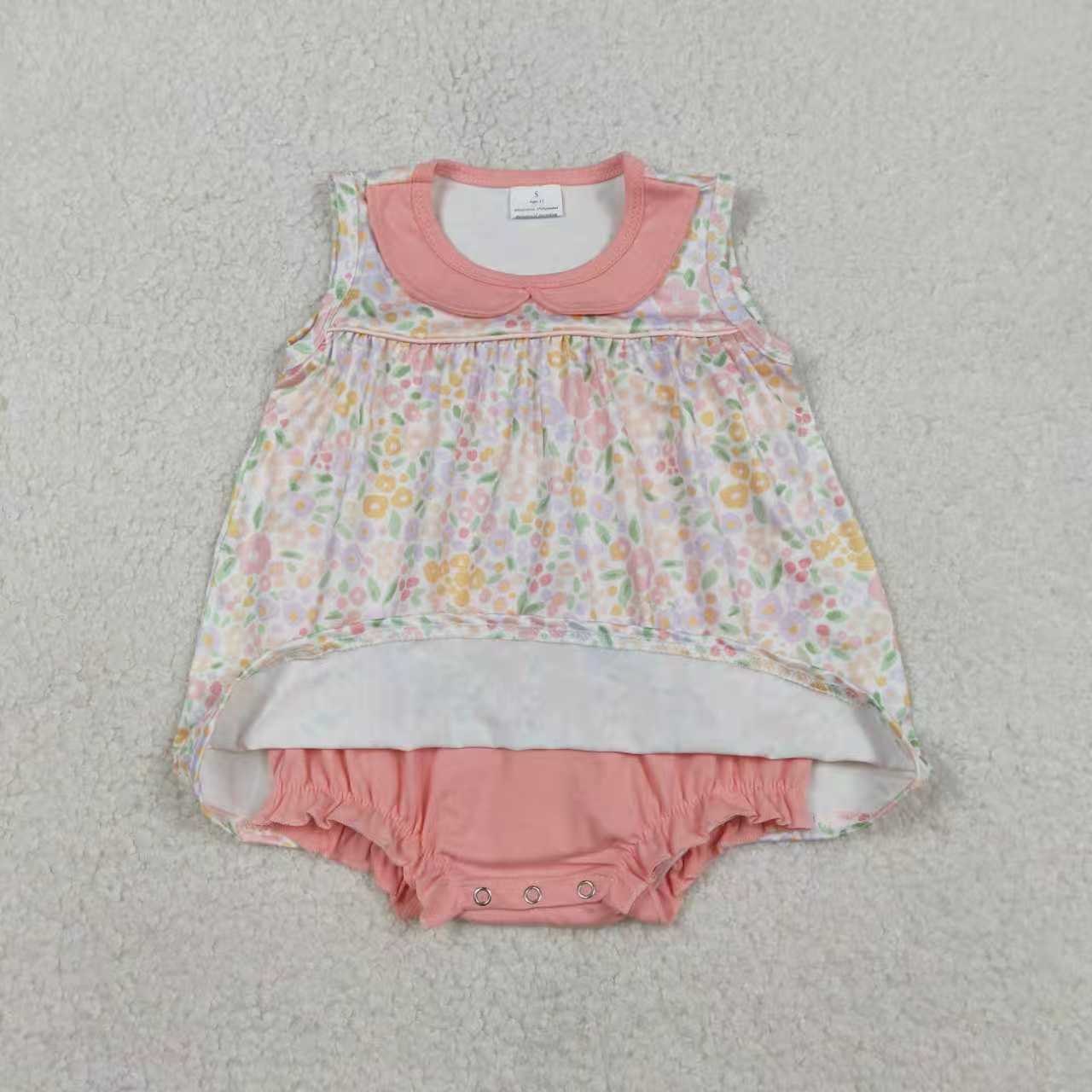 RTS Sibling Baby Girls Kids Sleeveless Flower Romper Knee Length Dress