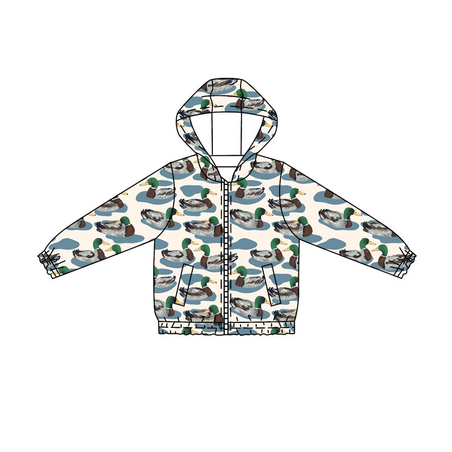 Preorder Baby Boys Kids Ducks Long Sleeves Pockets Hoodie Zipper Shirt Tops ( Moq 5 )
