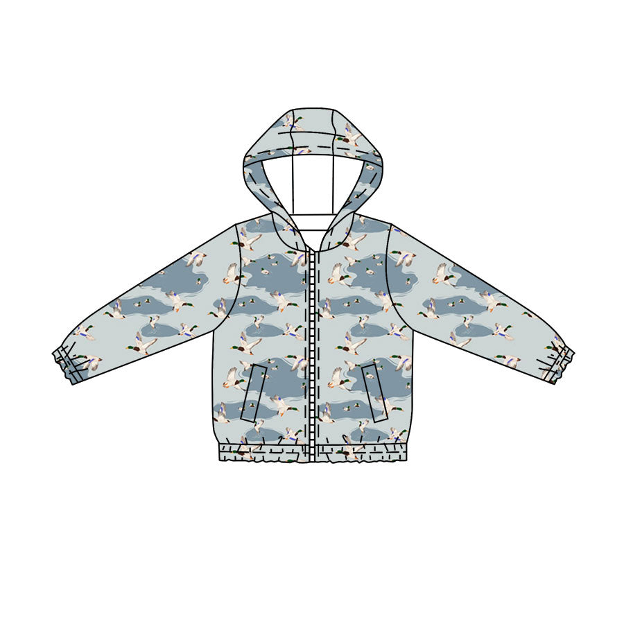 Preorder Baby Boys Kids Long Sleeves Ducks Pockets Hoodie Zipper Shirt Tops ( Moq 5 )