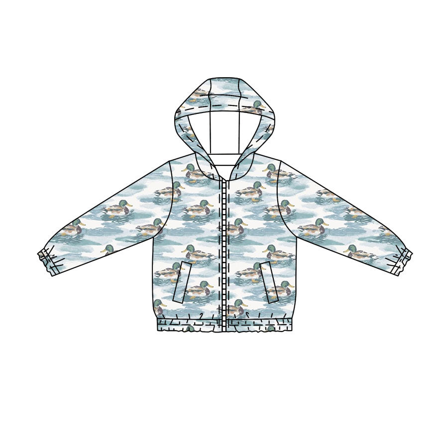 Preorder Baby Boys Kids Long Sleeves Pockets Hoodie Zipper Ducks Shirt Tops ( Moq 5 )