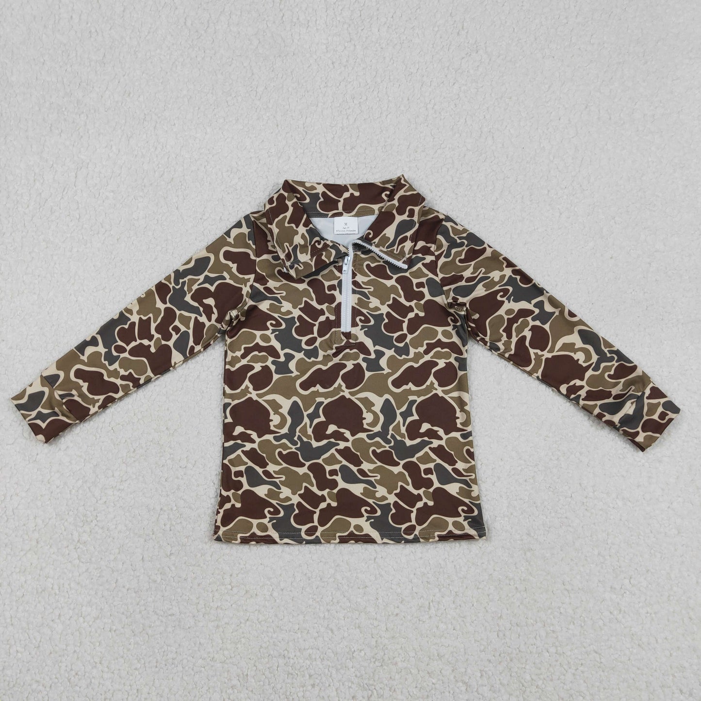 Baby Boys Long Sleeves Dark Green Camo Southern Zipper Shirt Tops