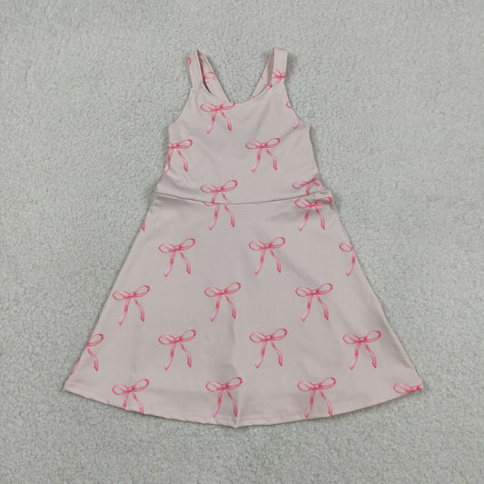 Baby Girls Kids Straps Bows Yoga Active Shorts Knee Length Dress