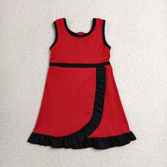 ( No.1-8 ) Sibling Baby Girl Kids Sleeveless Ruffle Knee Length Yoga Active Dresses