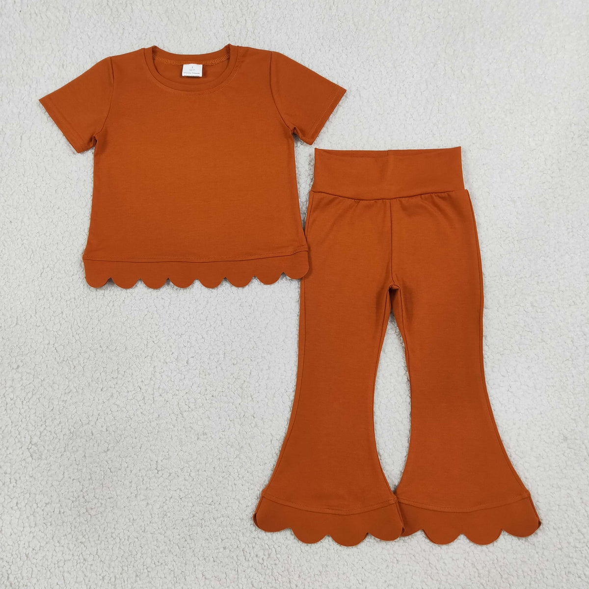 Baby Girls Kids Short Sleeves Shirt Pants Scallop Set Clothes