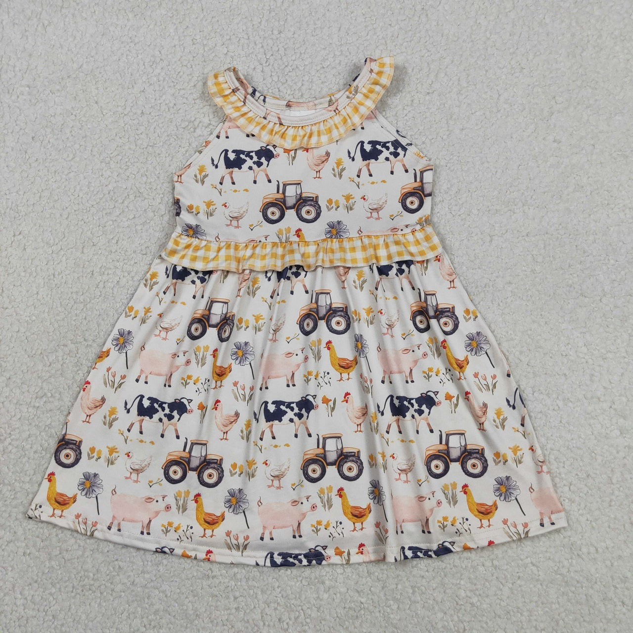 Sibling Baby Girls Kids Farm Animals Tractors Tops Shorts Set Dress Romper Summer Clothes
