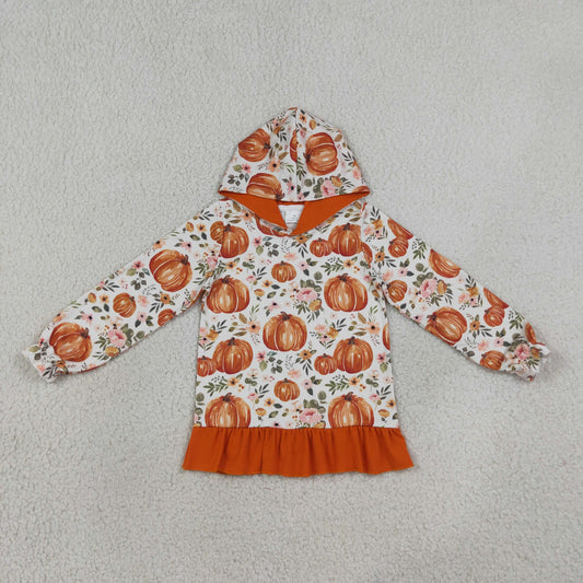 Sibling Baby Girls Kids Pumpkins Flower Hoodie Ruffle Shirts Fall Pullover Tops Clothes