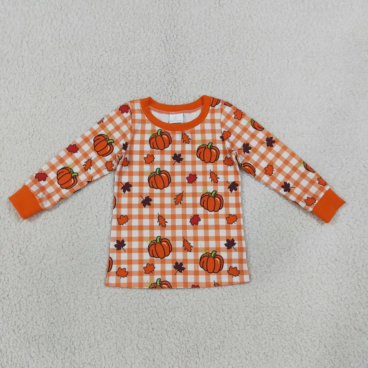 Baby Boys Kids Long Sleeves Pumpkins Plaid Shirt Fall Tops Clothes