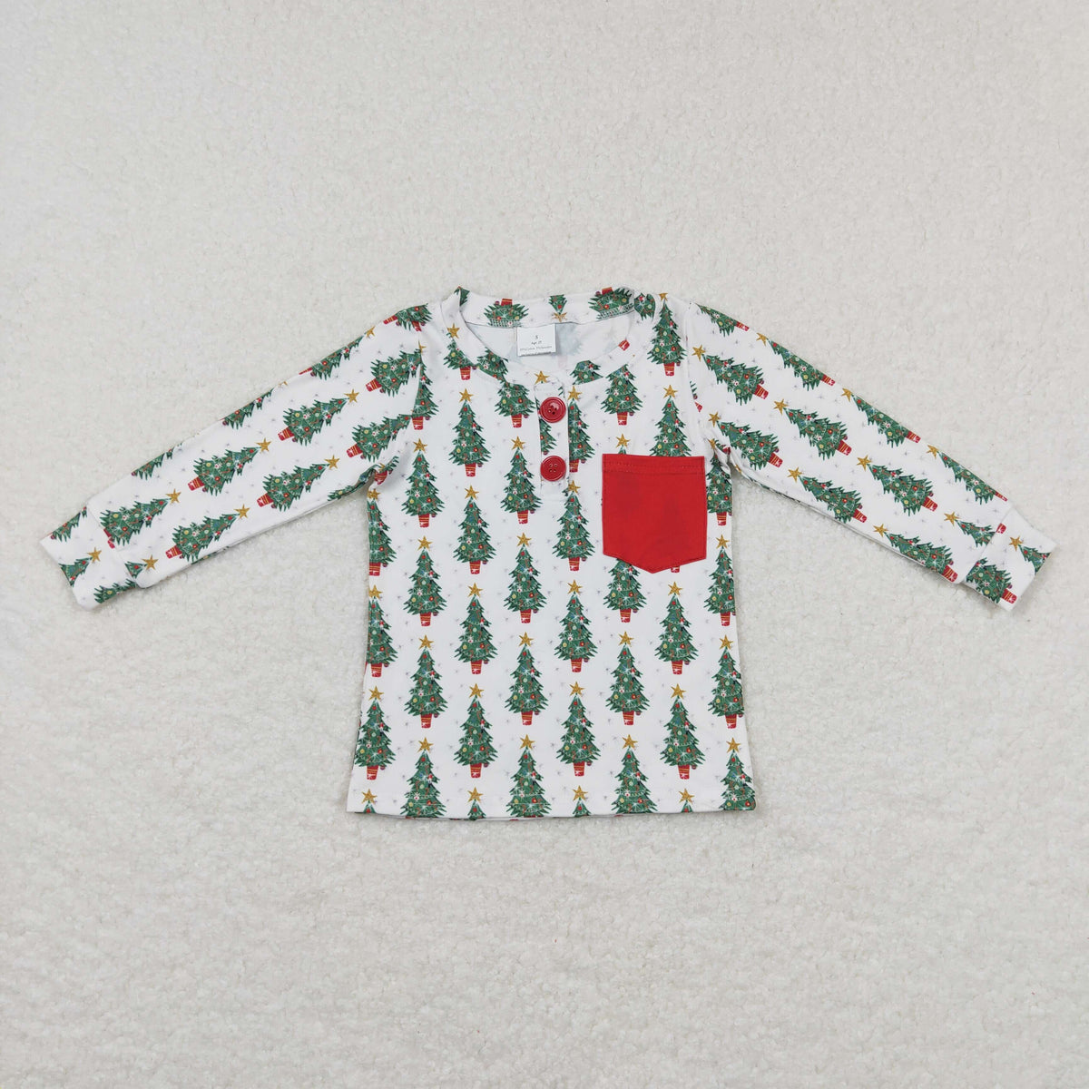 Promotion Baby Kids Long Sleeves Christmas Tree Pocket Shirt
