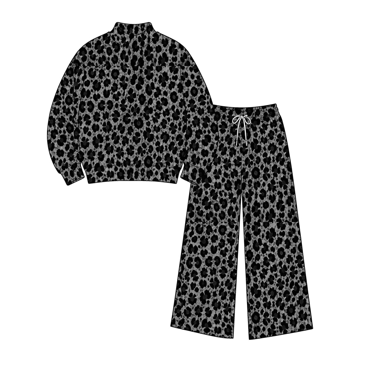 Moq 5 Preorder Adult Women Long Sleeves Shirt Black Leopard Pants Yoga Active Set Clothes