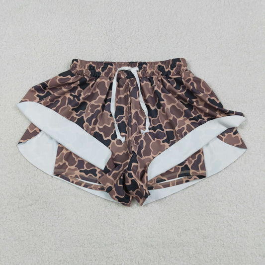 Adult Women Brown Camo Yoga Southern Shorts Bottoms