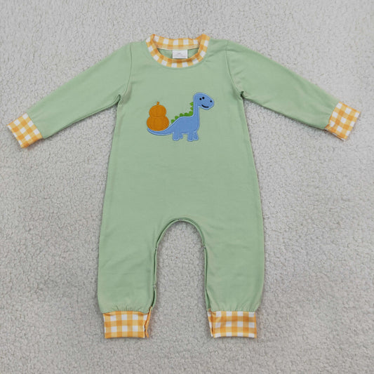 Sibling Baby Boys Kids Long Sleeves Embroidery Pumpkins Dinosaur Romper Set Fall Clothes