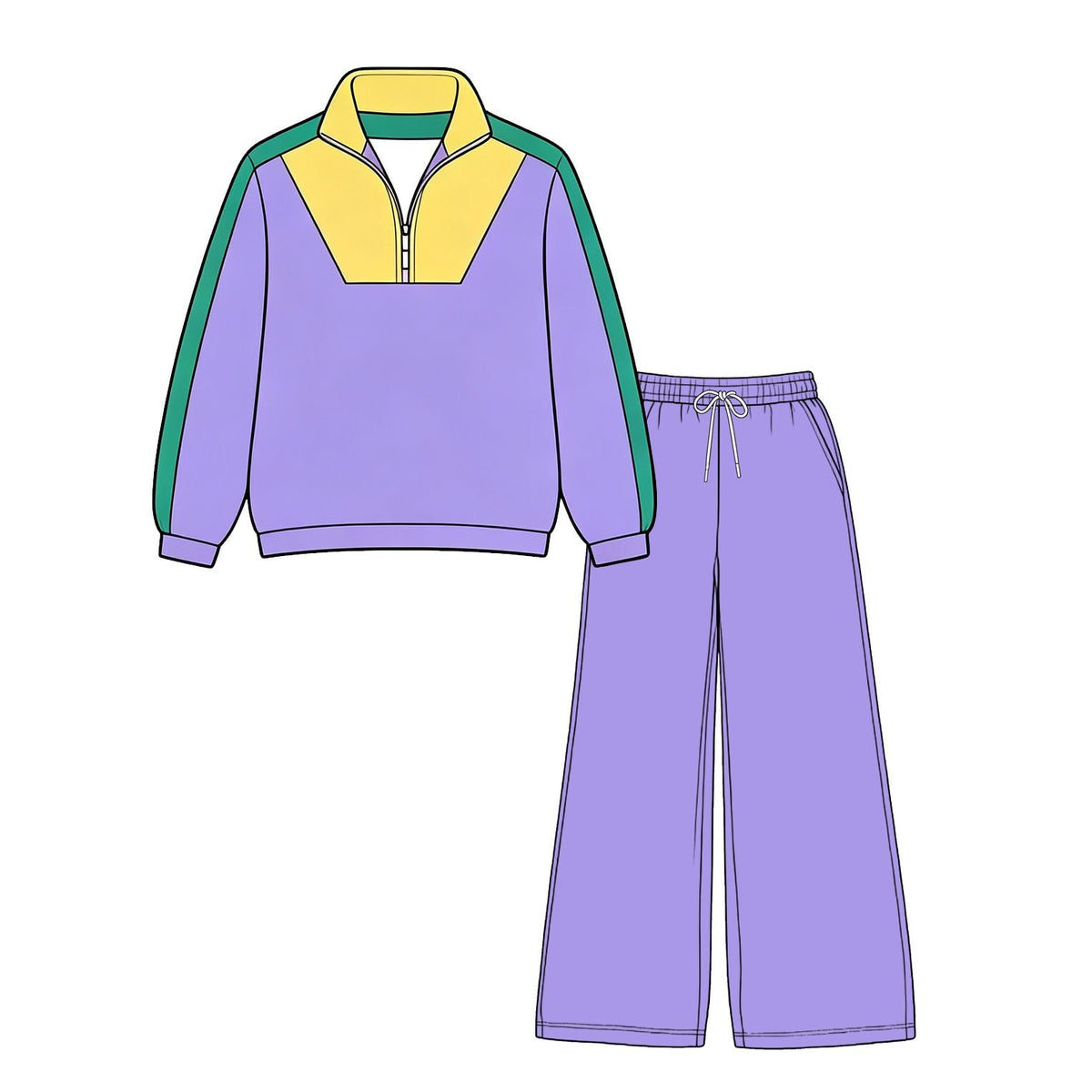 Moq 5 Preorder Adult Women Zipper Shirt Pockets Pants Yoga Active Purple Set Mardi Gras Clothes