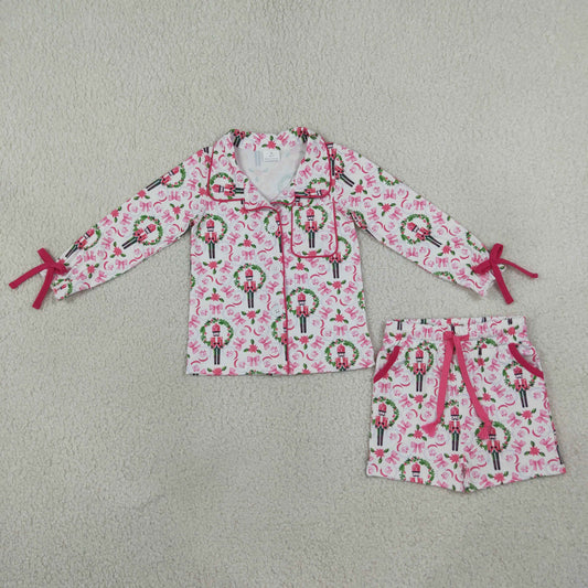 Sibling Baby Girls Adult Women Soldiers Bows Shirts Pockets Shorts Sets Christmas Clothes