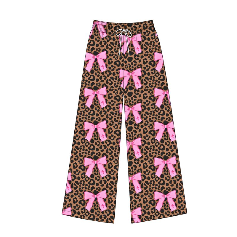 Moq 5 Preorder Adult Women Pink Bows Leopard Pants Bottoms Clothes
