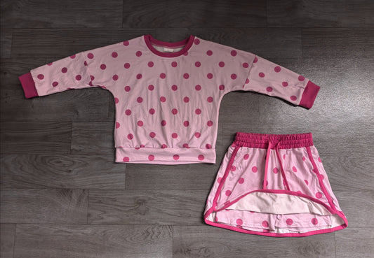 No moq Preorder Baby Girls Kids Long Sleeves Dots Shirt Skirt Shorts Light Pink Set Clothes