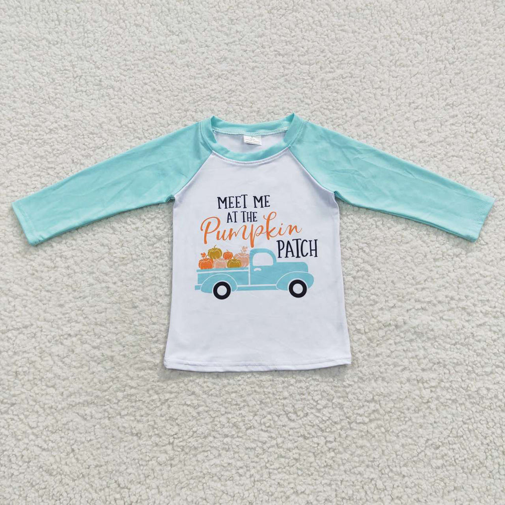 Promotion Baby Boy Pumpkin Truck Tops Fall Shirt