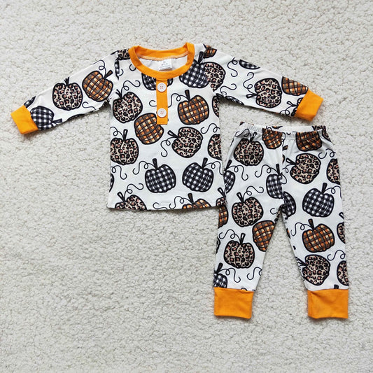 Promotion Baby Girl Long Sleeves Pumpkins Shirt Pants Fall Outfit Pajamas