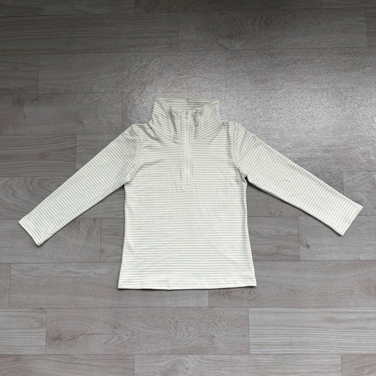 No moq Preorder Baby Boy Kids Long Sleeves Green Stripes Zipper Pullover Shirt Clothes