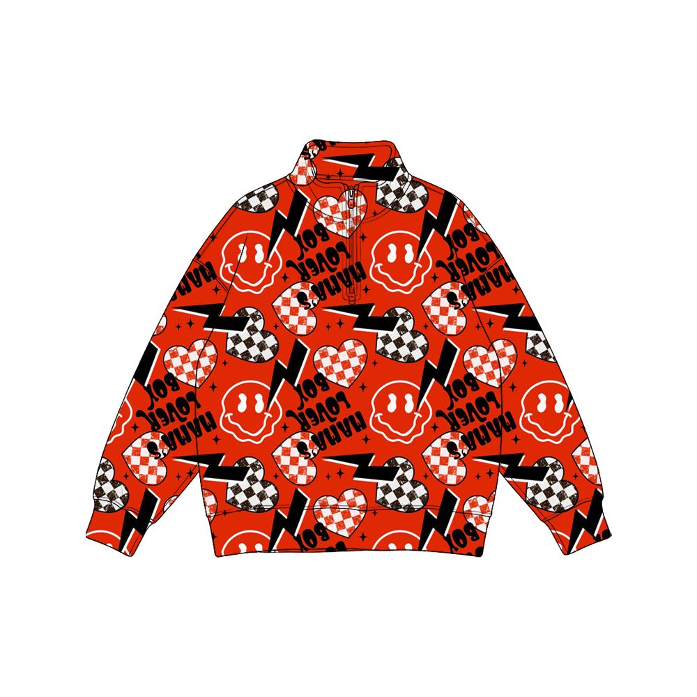 Moq 5 Preorder Baby Boys Kids Long Sleeves Checked Hearts Valentine Pullover Zipper Shirt Tops