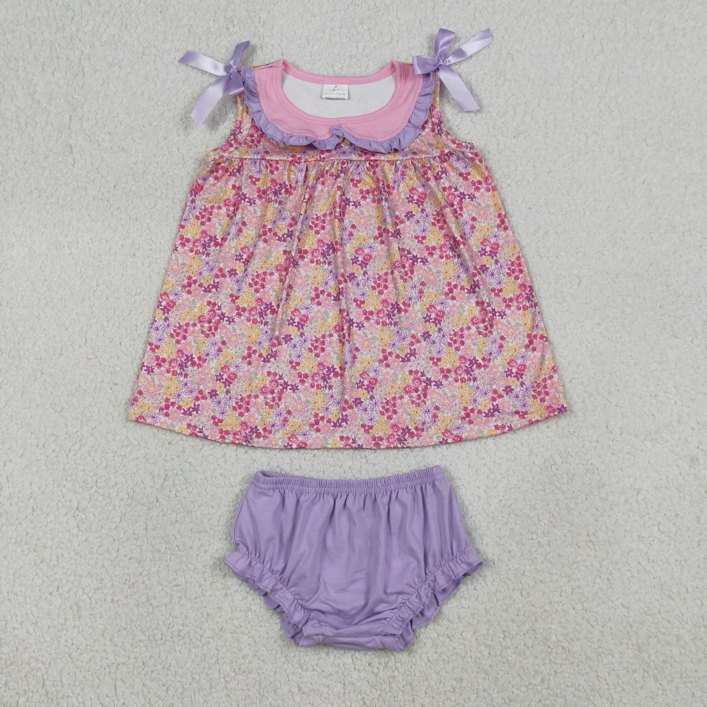 Baby Girls Toddler Flower Tops Purple Bummie Shorts Summer Set