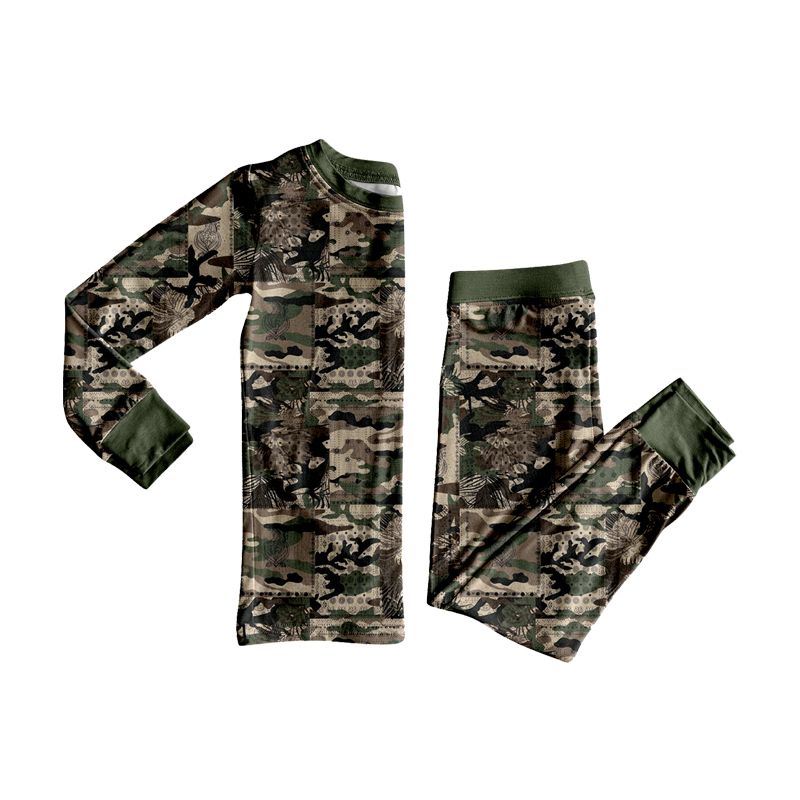 Moq 5 Preorder Baby Boys Kids Long Sleeves Camo Shirt Pants Set Pajamas Clothes