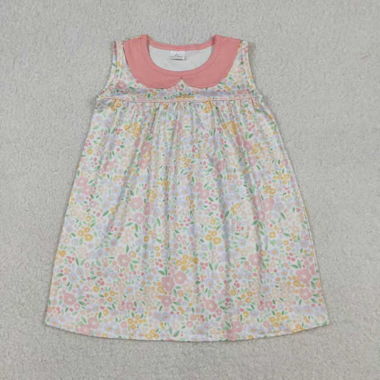 RTS Sibling Baby Girls Kids Sleeveless Flower Romper Knee Length Dress