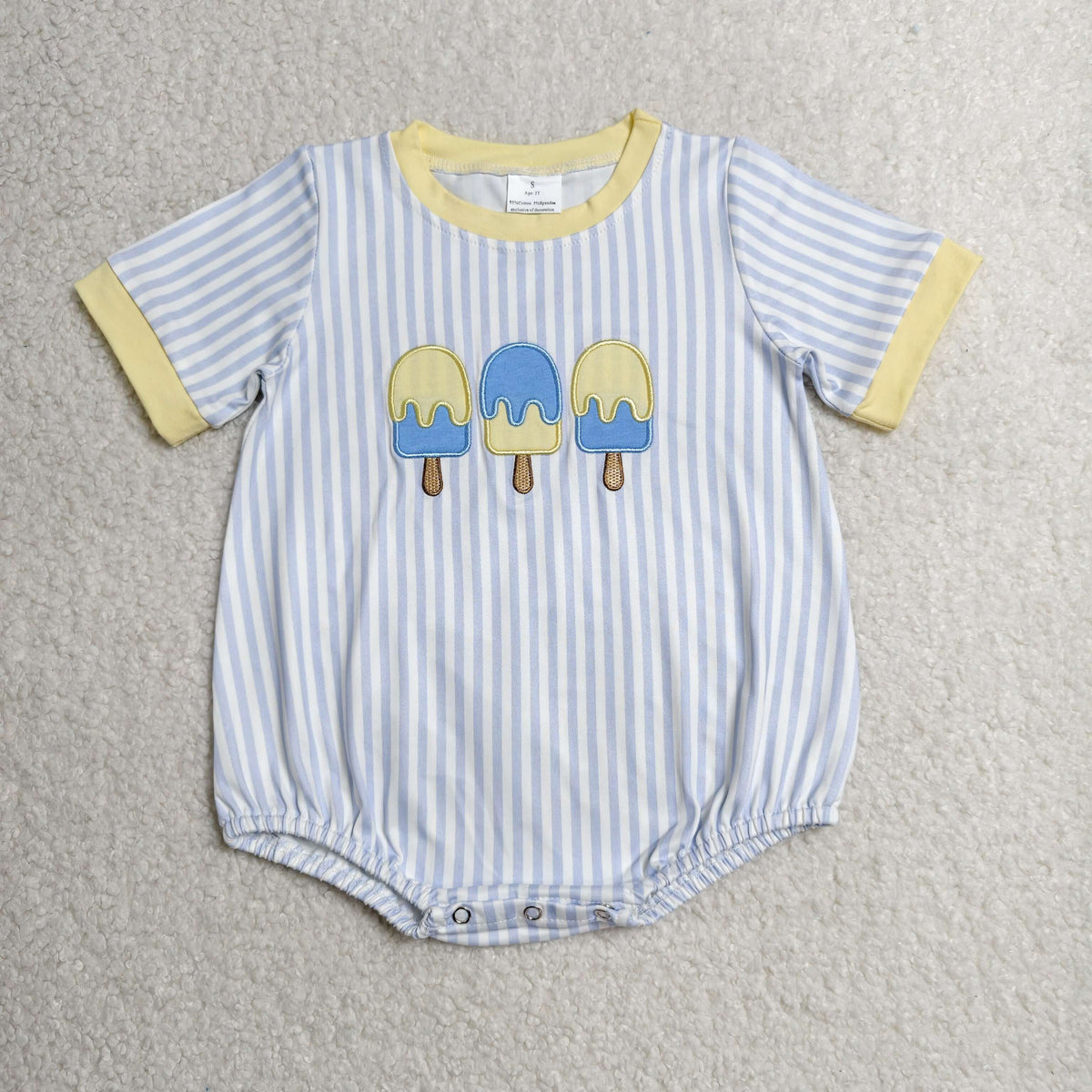 Sibling Baby Boys Kids Embroidery Popsicle Stripes Tops Shorts Set Romper Summer Clothes
