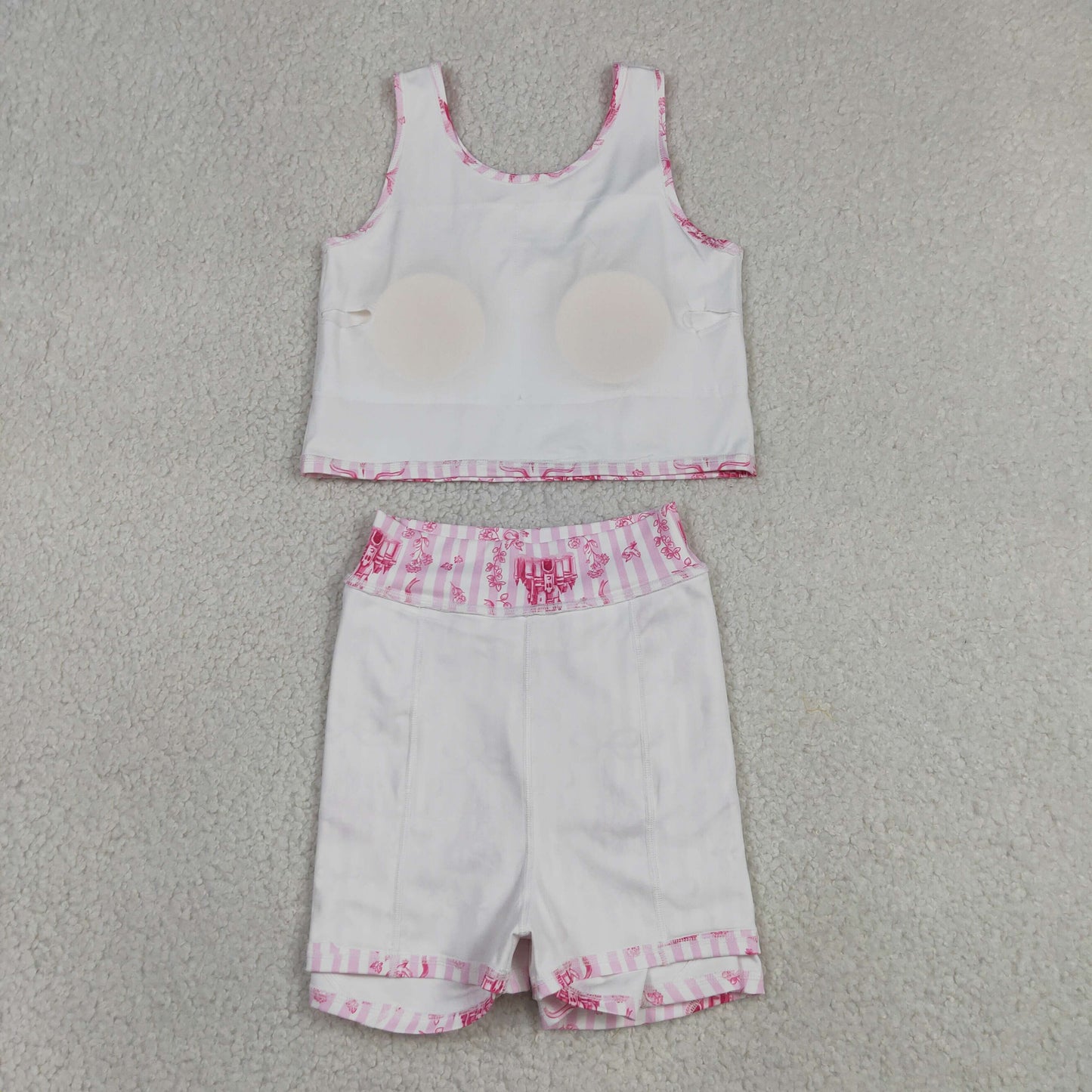 Baby Girls Kids Castles Bows Floral Tops Pink Skirt Shorts Yoga Summer Set
