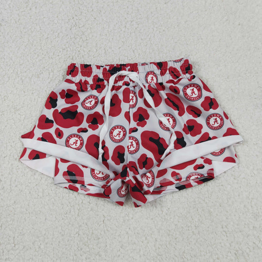 Baby Girls Kids Red Leopard A Team Yoga Active Ruffle Shorts Bottom
