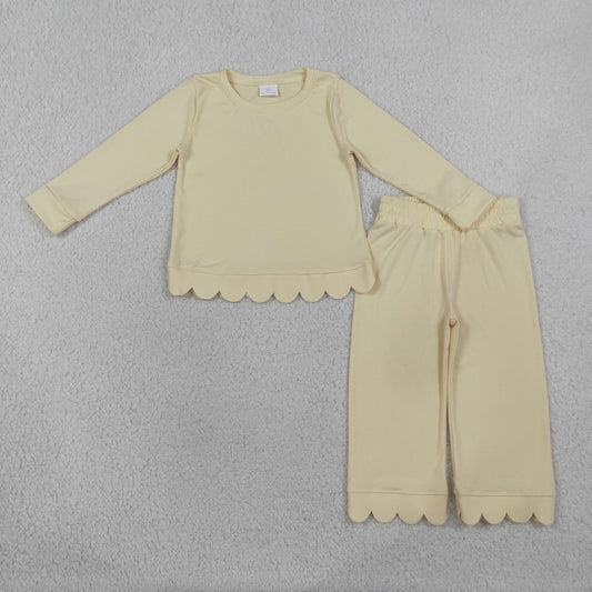 Sibling Baby Girls Kids Long Sleeves Shirts Pants Sets Pajamas Scallop Clothes