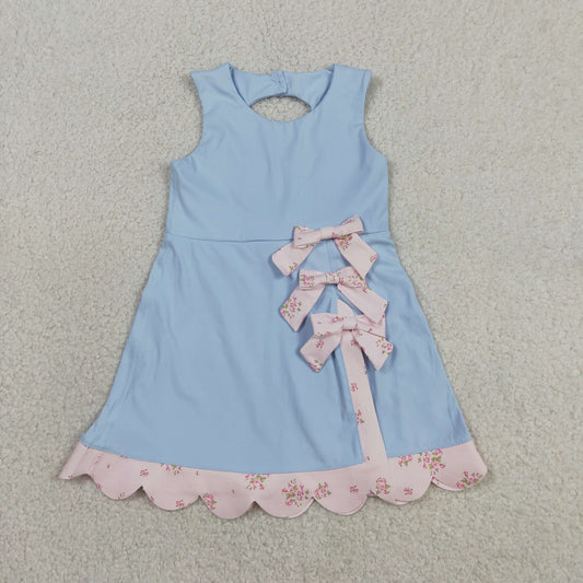 Sibling Baby Girls Kids Sleeveless Floral Bows Yoga Scallop Shorts Dresses