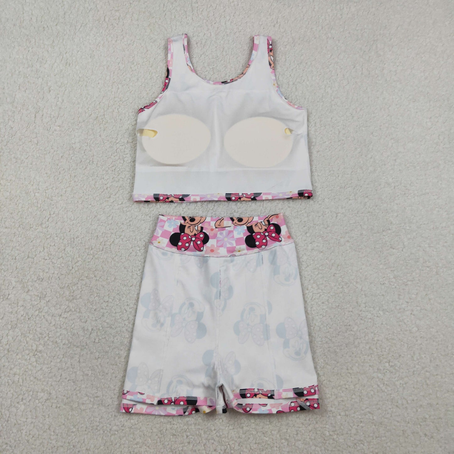 RTS Baby Girls Kids Sleeveless Flower Cartoon Tops Shorts Skirt Yoga Active Set