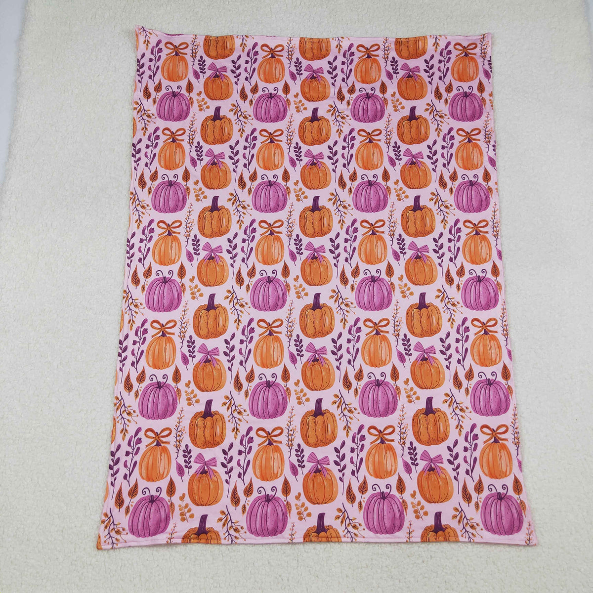 Baby Girl Toddler Pumpkins Bows Fall Blanket