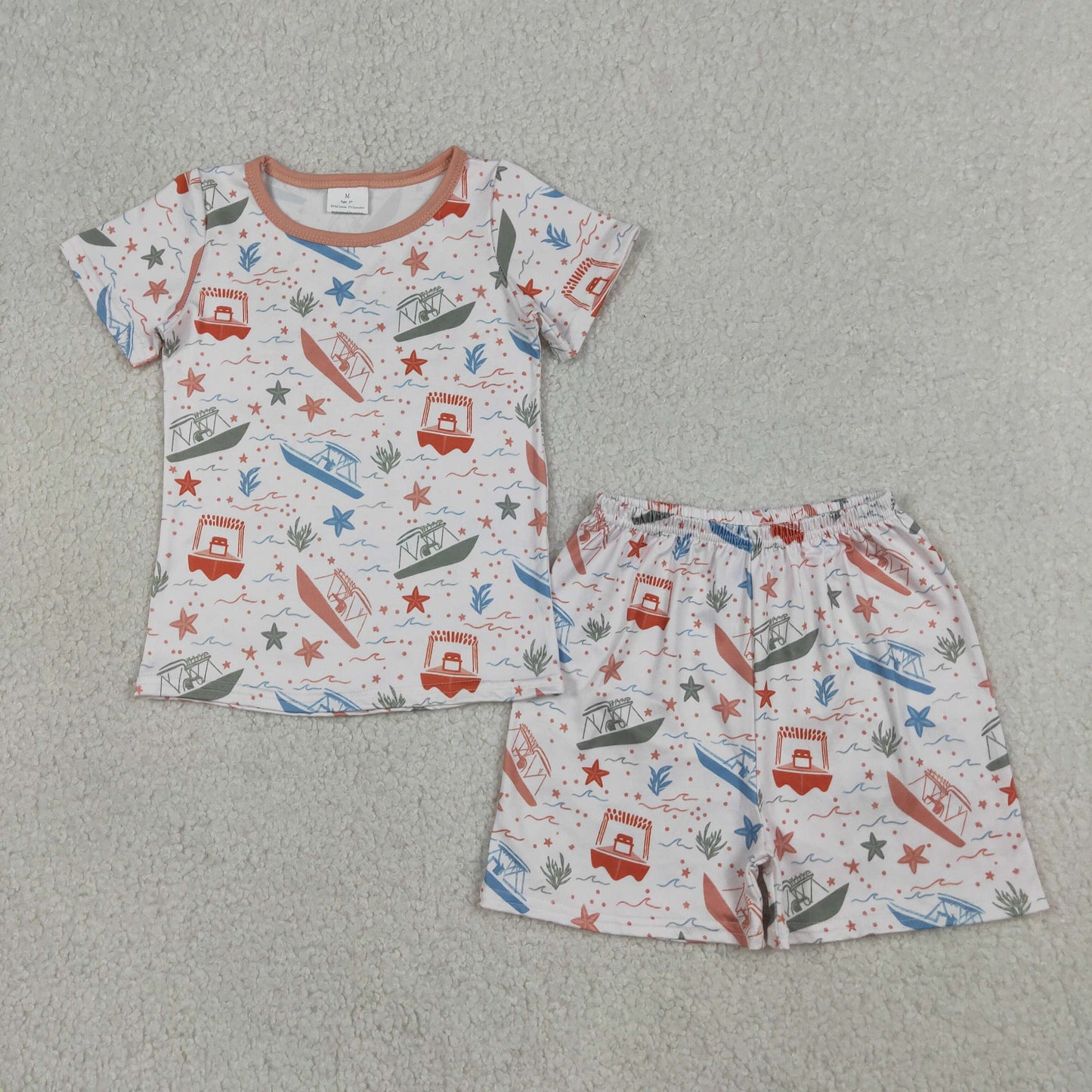 Baby Boys Kids Short Sleeves Boats Stars Shirt Shorts Summer Pajamas Set
