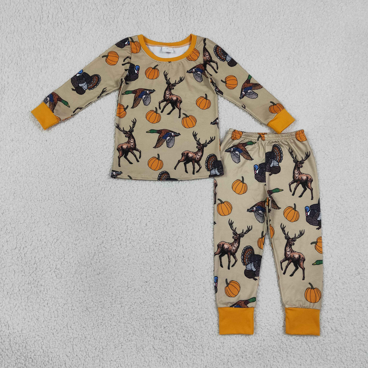 Baby Boys Kids Pumpkins turkey Ducks Deer Shirt Pants Set Pajamas Fall Clothes