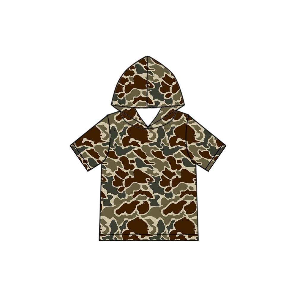 Moq 5 Preorder Baby Boys Kids Short Sleeves Hoodie Camo Pullover Tops Clothes