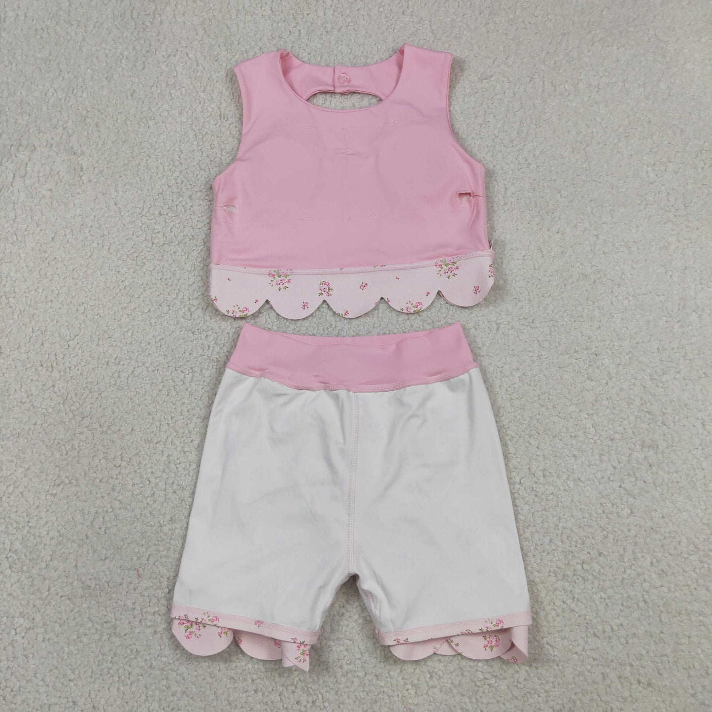 Baby Girls Pink Sleeveless Tops Bows Skirt Shorts Yoga Clothes Set