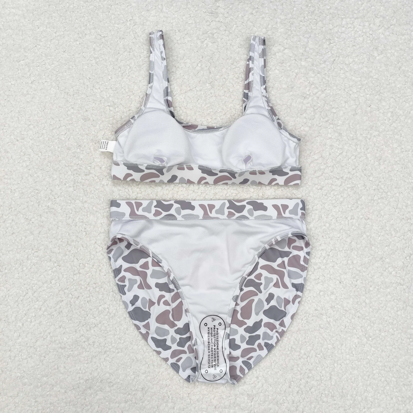 US Shop Adult Women Grey Camo Tops Bummies Set Swimsuit