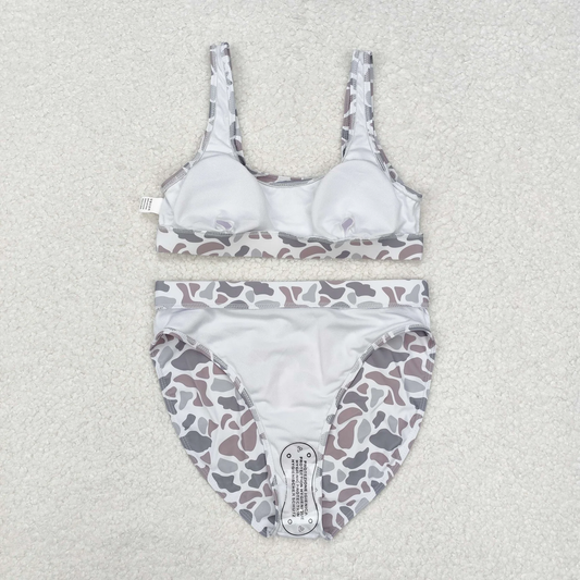 US Shop Adult Women Grey Camo Tops Bummies Set Swimsuit