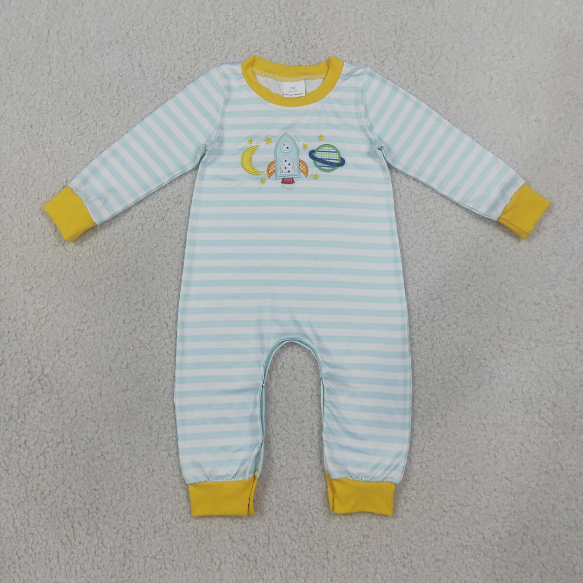 Sibling Baby Boys Kids Embroidery Space Rocket Stripes Romper Shirt Set Clothes